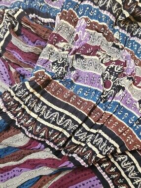 Sag Harbor Striped Boho Maxi Skirt — Purple, Blue & Brown